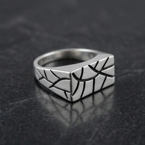 Sterling Silver Abstract Rectangular Signet Ring