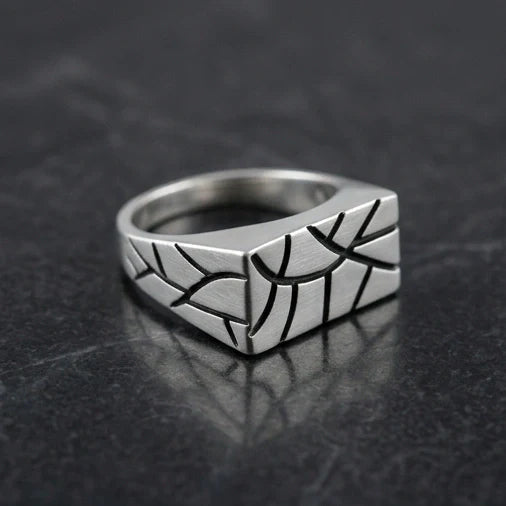 Sterling Silver Abstract Rectangular Signet Ring