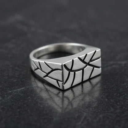 Sterling Silver Abstract Rectangular Signet Ring