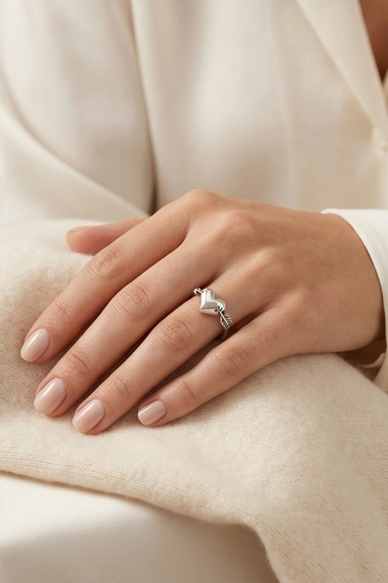 Sterling Silver Cupid's Arrow Heart Ring