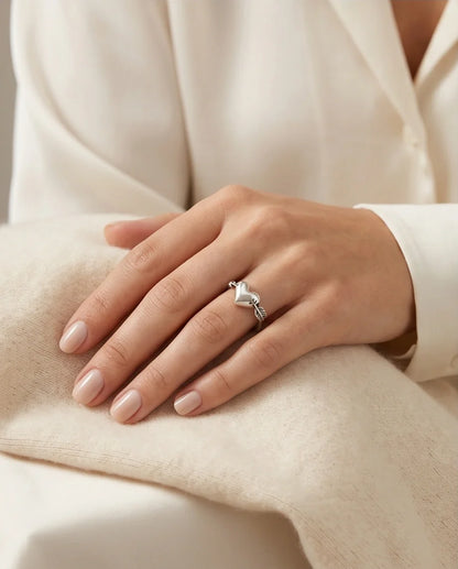 Sterling Silver Cupid's Arrow Heart Ring