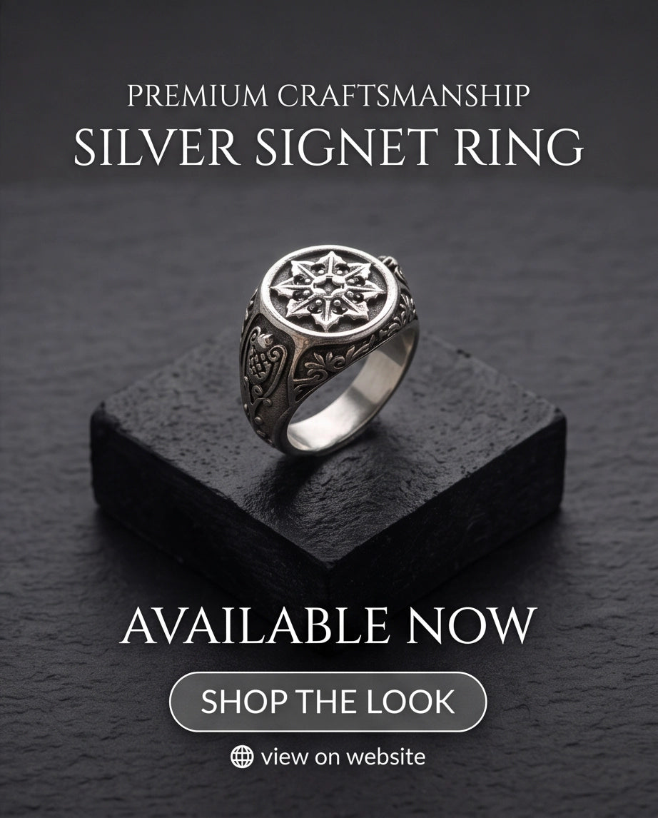 Astral Compass Heraldic Signet Ring