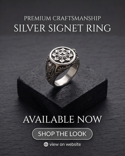 Astral Compass Heraldic Signet Ring