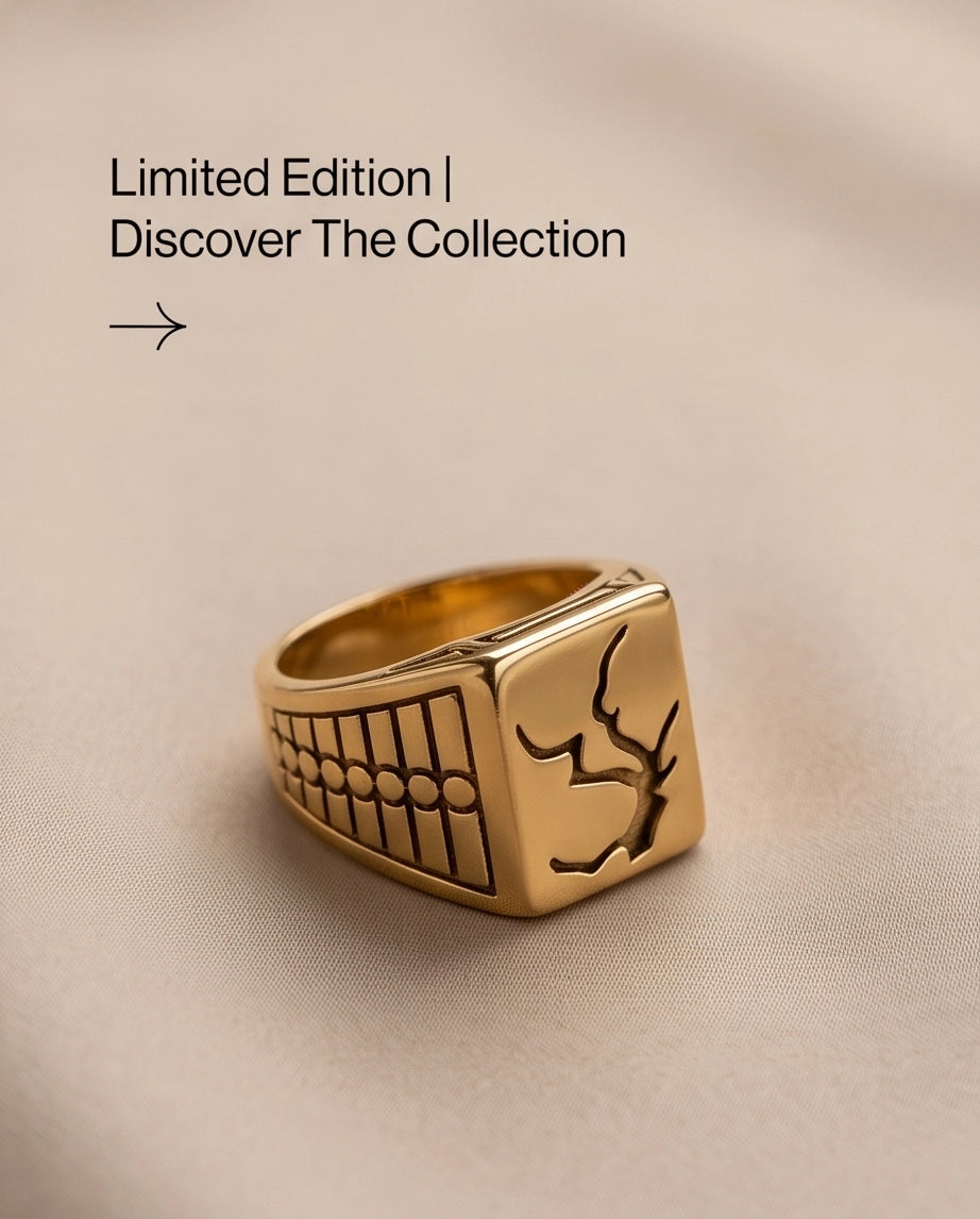 Minimalist Stag Gold Signet Ring