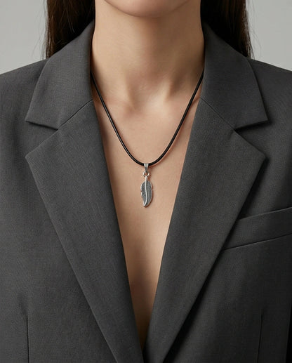 Silver Minimalist Plume Feather Necklace