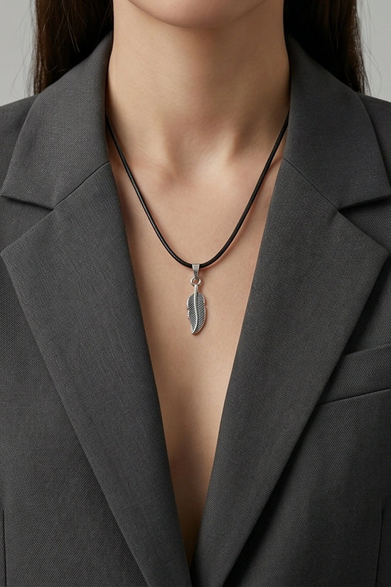 Silver Minimalist Plume Feather Necklace