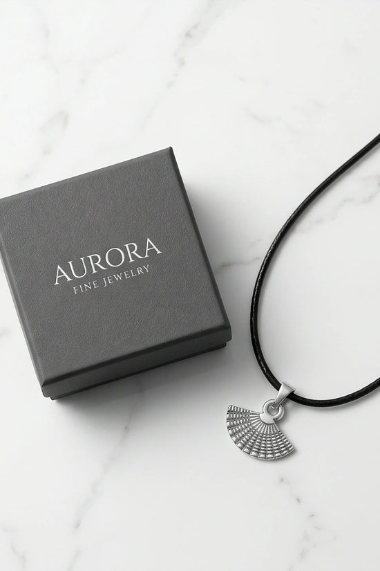 Silver Hand Fan Pendant Necklace