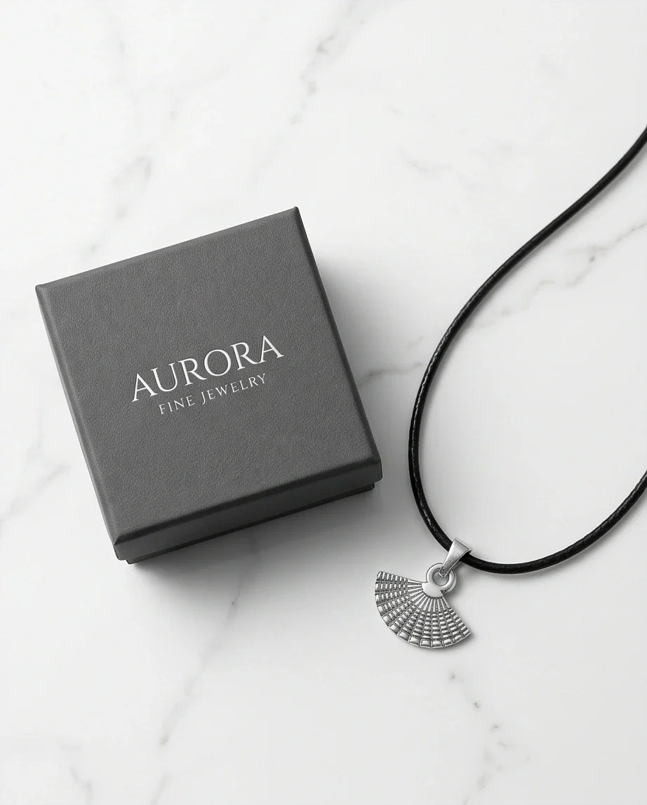 Silver Hand Fan Pendant Necklace