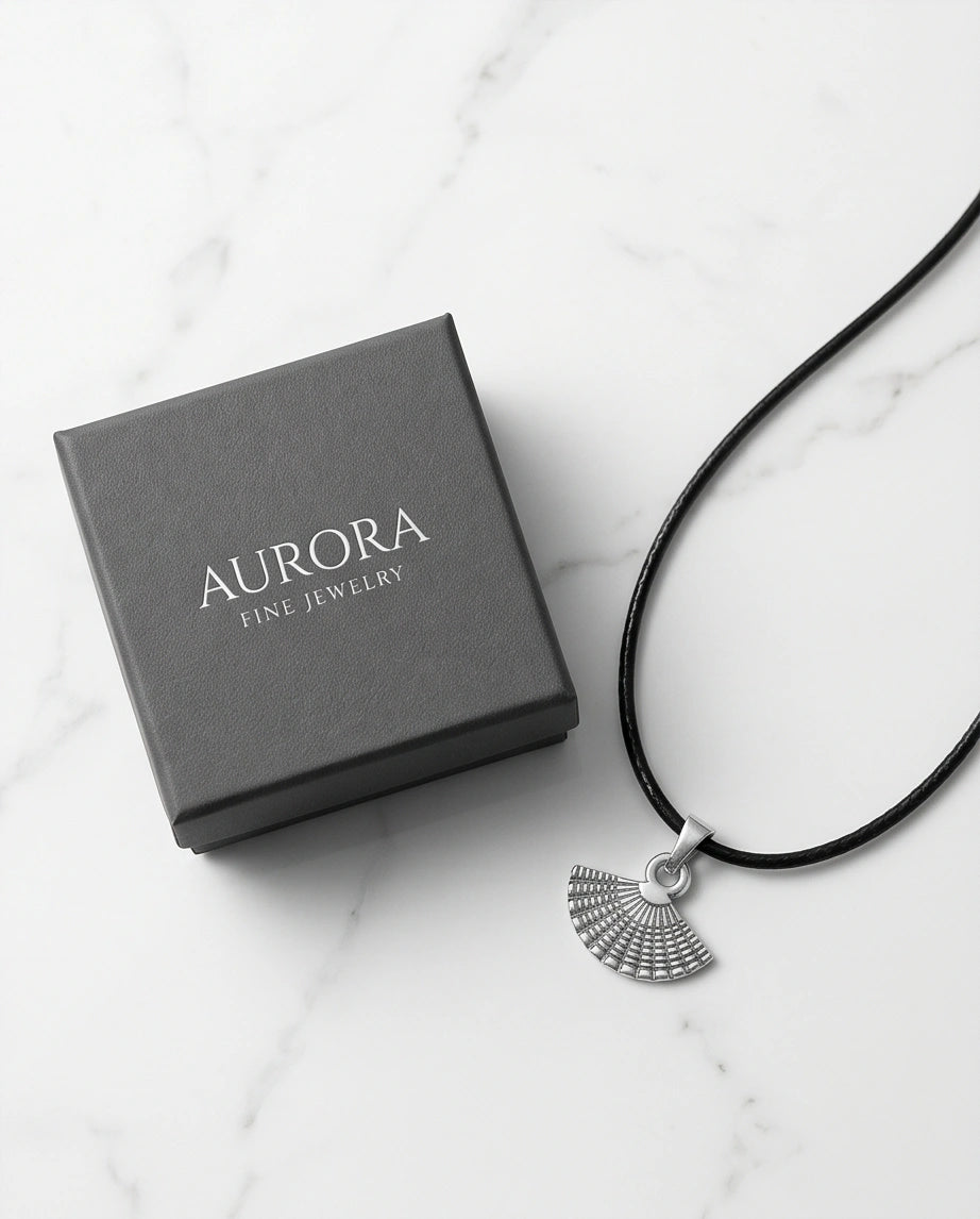 Silver Hand Fan Pendant Necklace