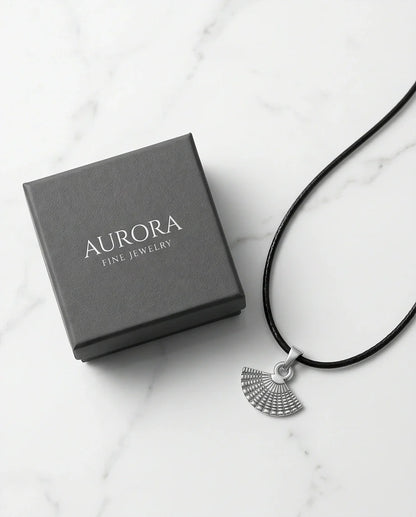 Silver Hand Fan Pendant Necklace