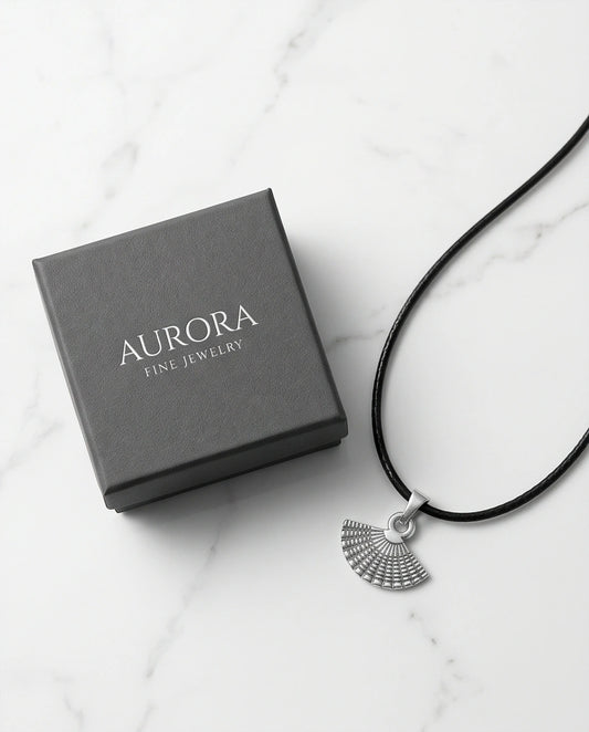Silver Hand Fan Pendant Necklace