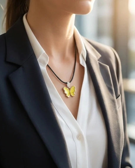 Golden Glow Butterfly Pendant Necklace