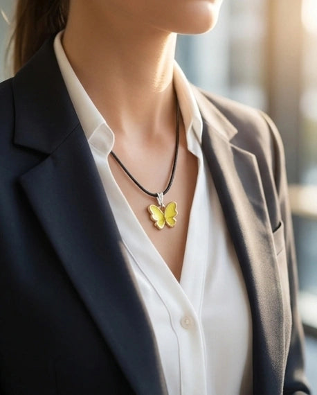 Golden Glow Butterfly Pendant Necklace