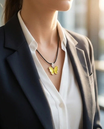 Golden Glow Butterfly Pendant Necklace
