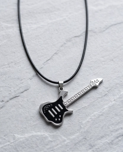 Black and Silver Electric Guitar Cord Necklace
