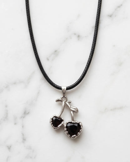 Dark Crystal Double Cherry Cord Necklace