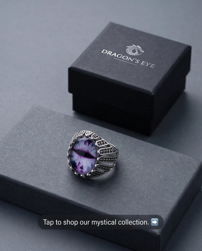 Amethyst Lattice Slit-Pupil Silver Ring