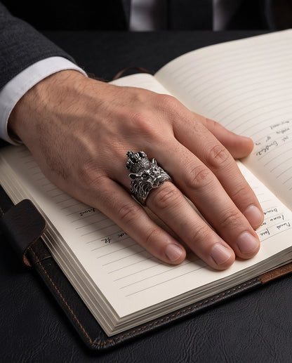 Crowned Royal Lion Sculpted Ring
