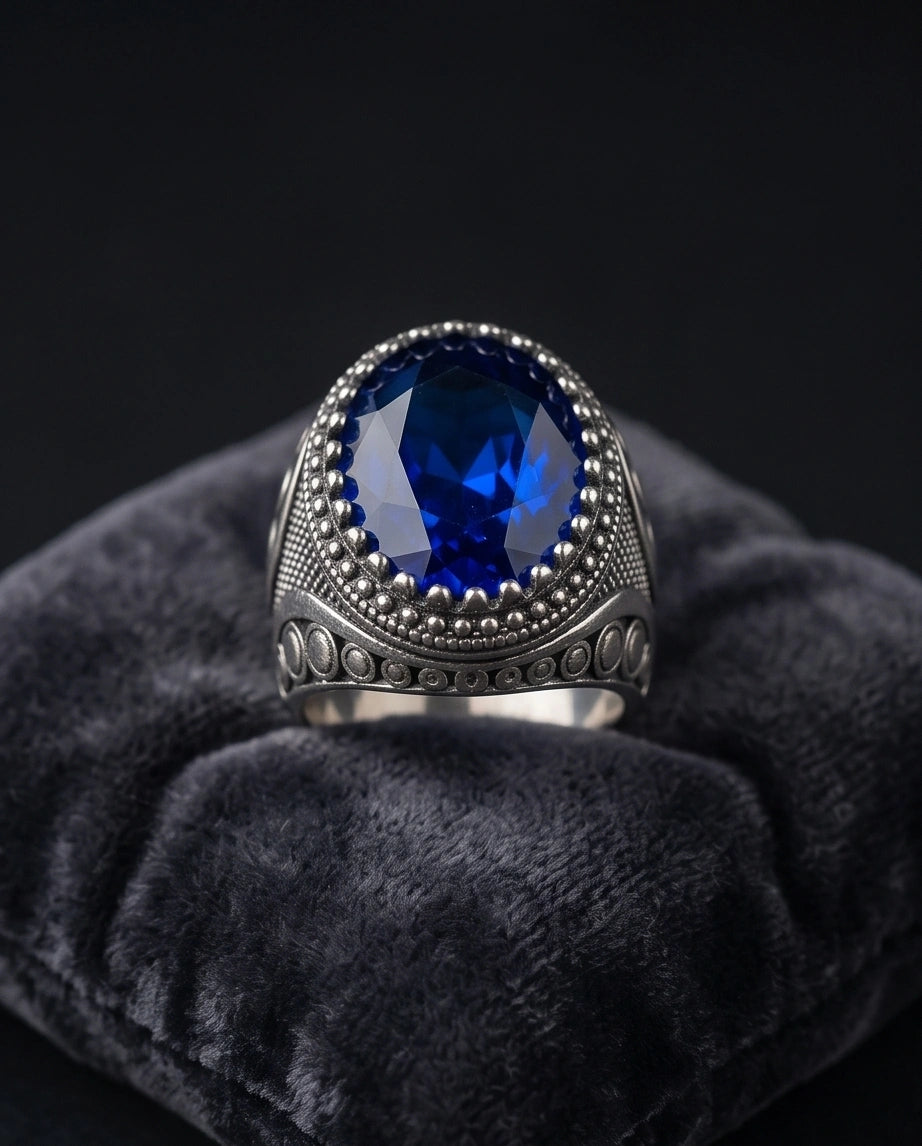 Imperial Cobalt Sapphire Signet Ring