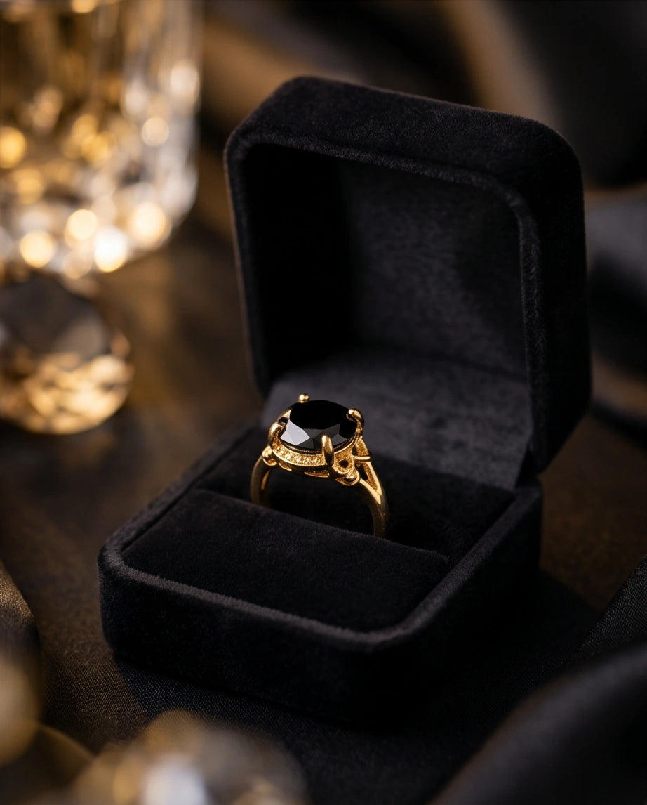 Golden Obsidian Solis Filigree Ring