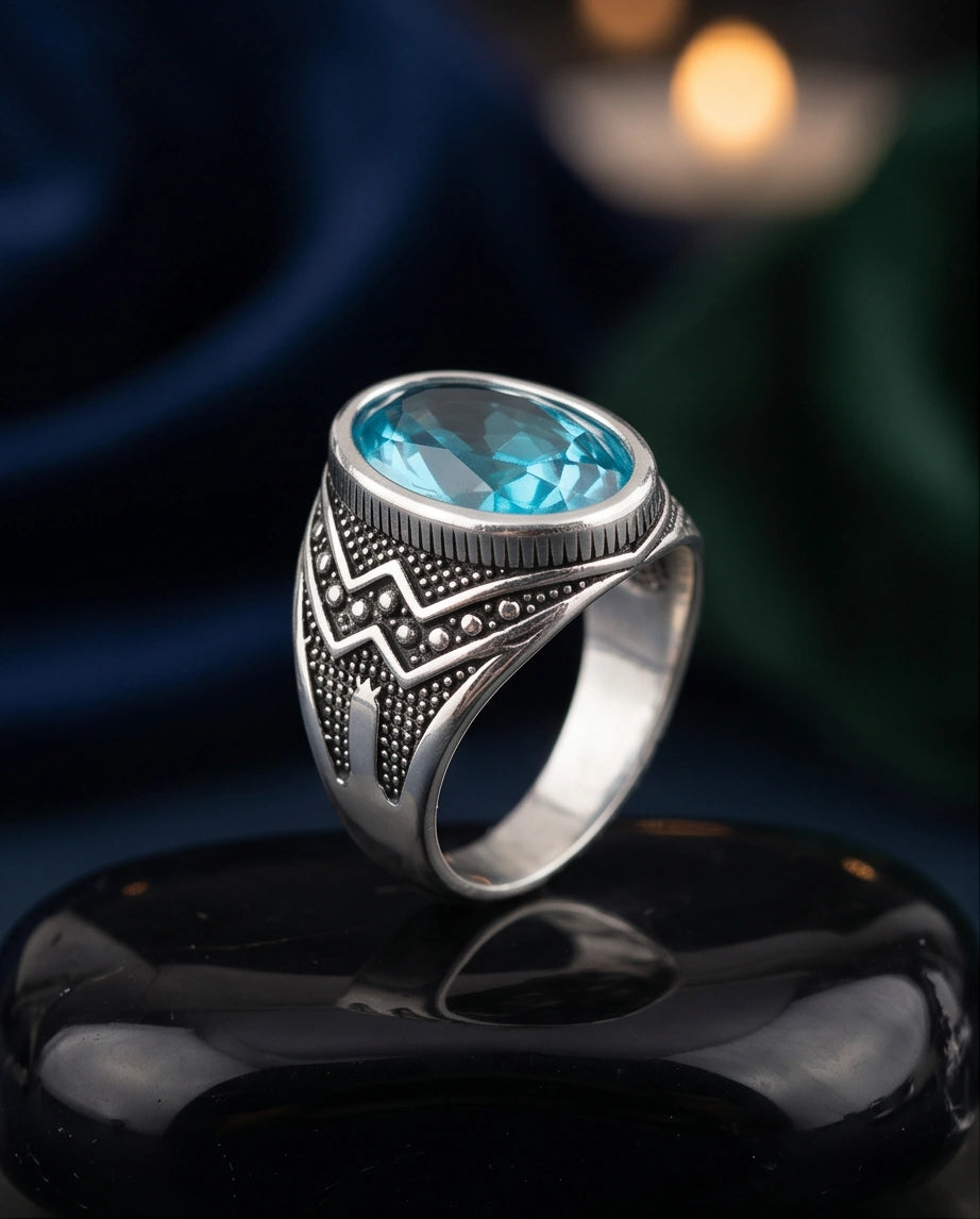 Imperial Teal Tourmaline Signet Ring