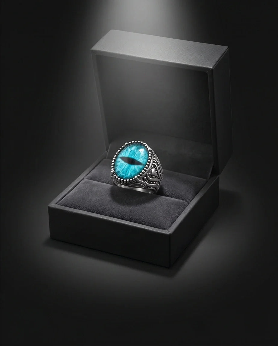 Vintage Sterling Silver Turquoise Dragon's Eye Statement Ring