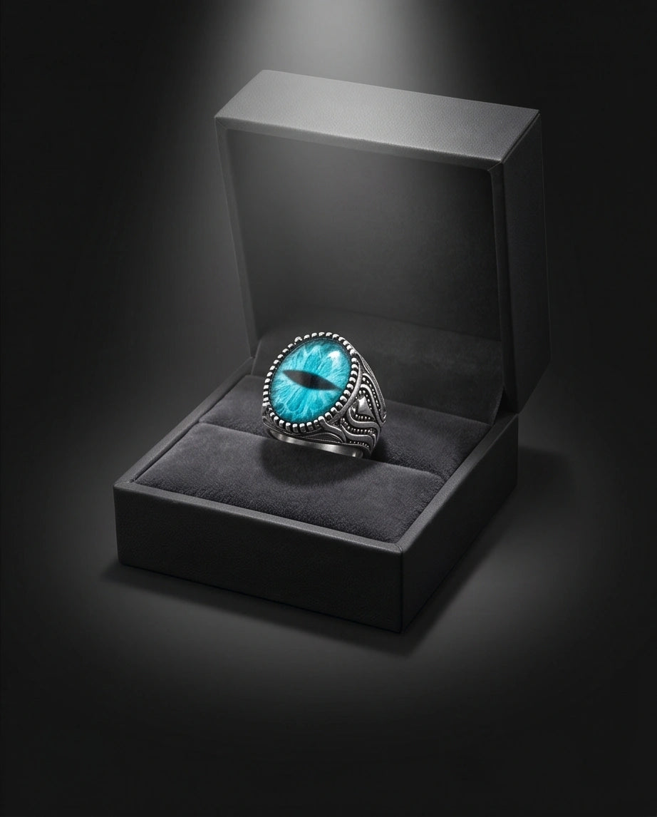 Vintage Sterling Silver Turquoise Dragon's Eye Statement Ring