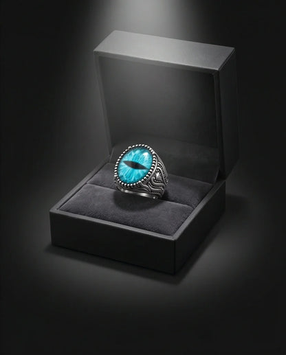 Vintage Sterling Silver Turquoise Dragon's Eye Statement Ring