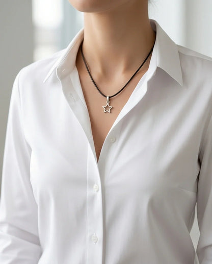 Silver Open Star Pendant Necklace