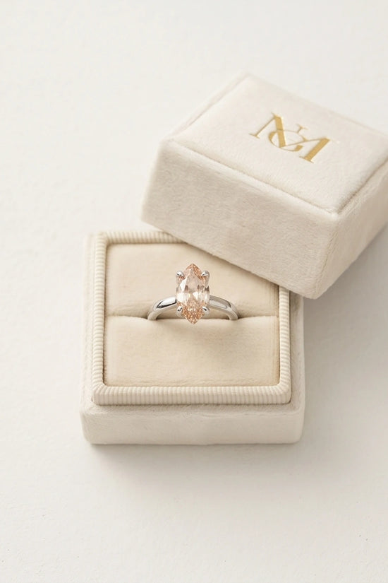 Sterling Silver Champagne Marquise Cut Solitaire Ring