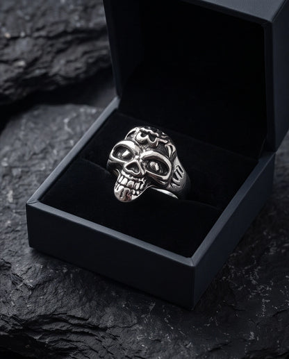 Carved Eyeball Skull Signet Ring