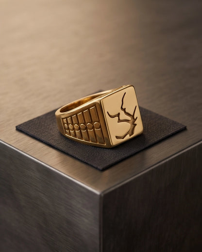Minimalist Stag Gold Signet Ring