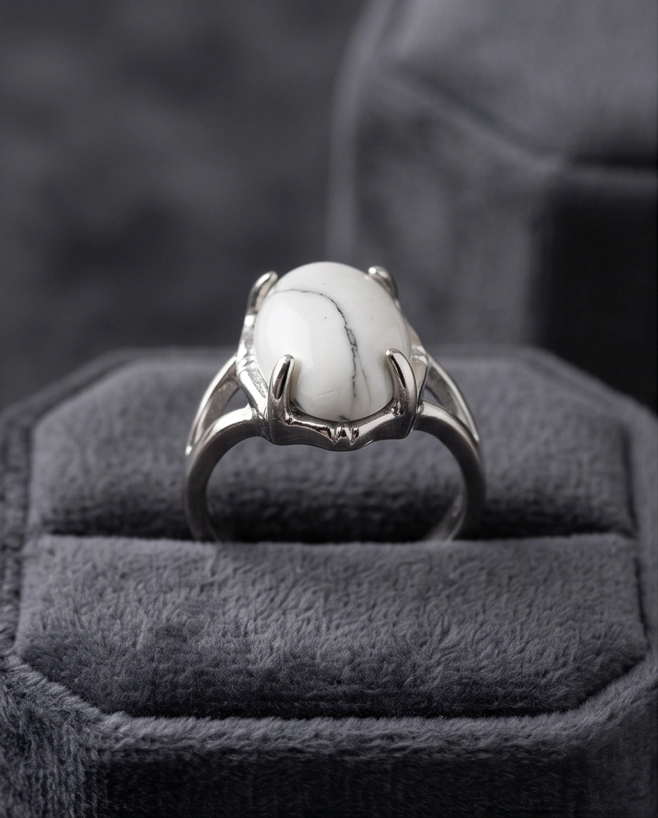 White Canyon Howlite Statement Ring