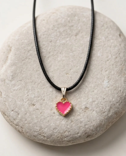 Gold and Pink Beaded Heart Necklace