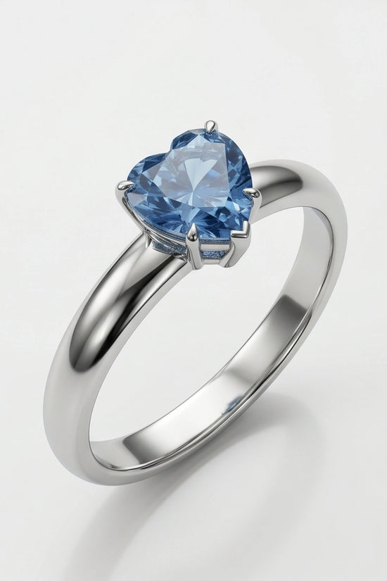 Sterling Silver Heart-Cut Blue Topaz Solitaire Ring
