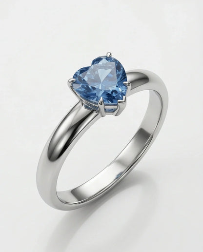 Sterling Silver Heart-Cut Blue Topaz Solitaire Ring