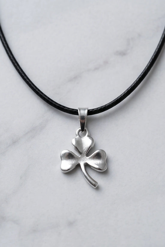 Silver Three-Leaf Shamrock Pendant Necklace