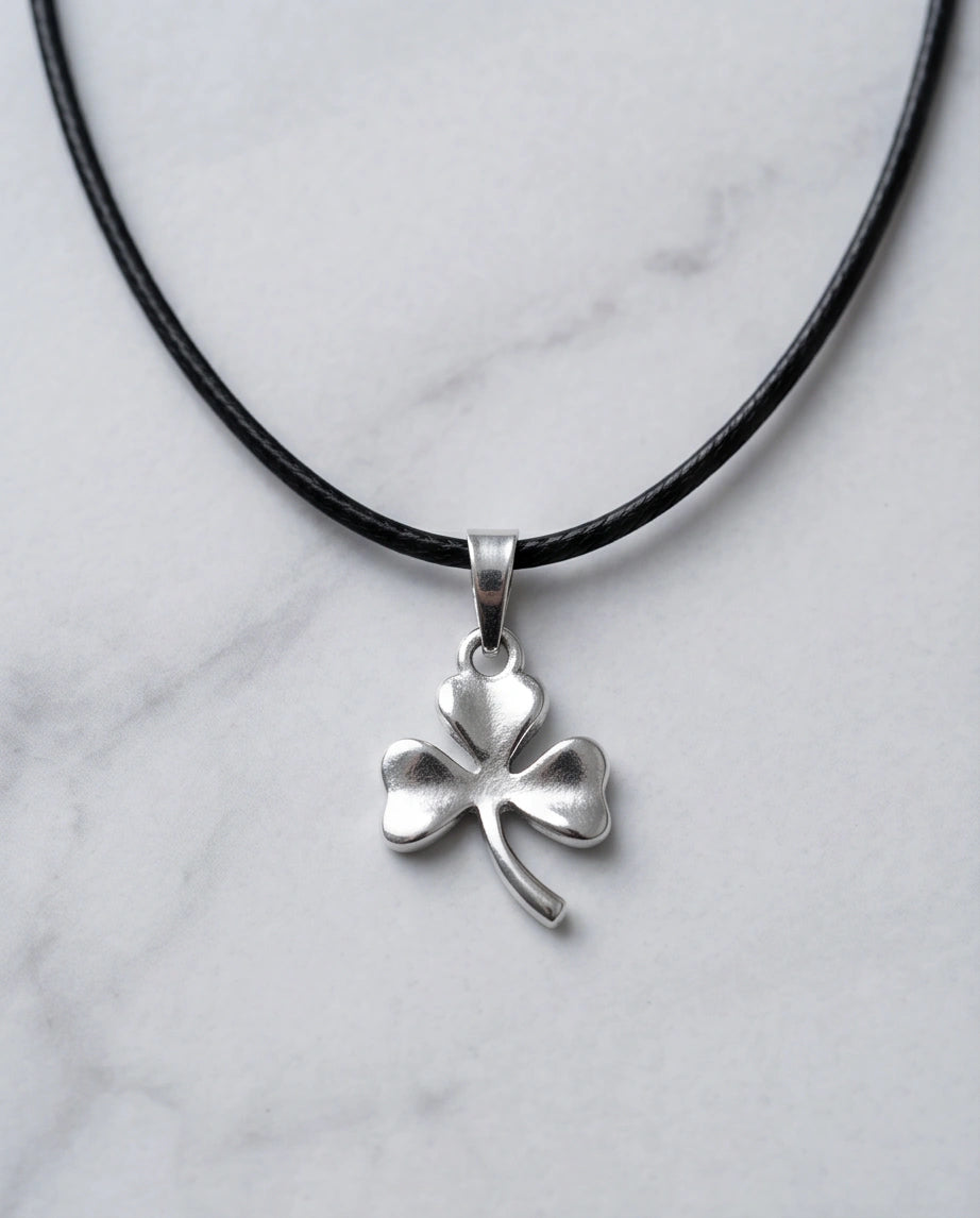 Silver Three-Leaf Shamrock Pendant Necklace