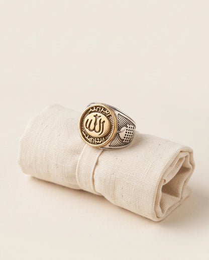 Calligraphic Seal Two-Tone Signet Ring
