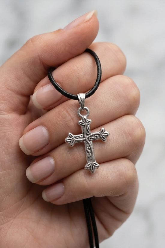Silver Ornate Filigree Cross Necklace
