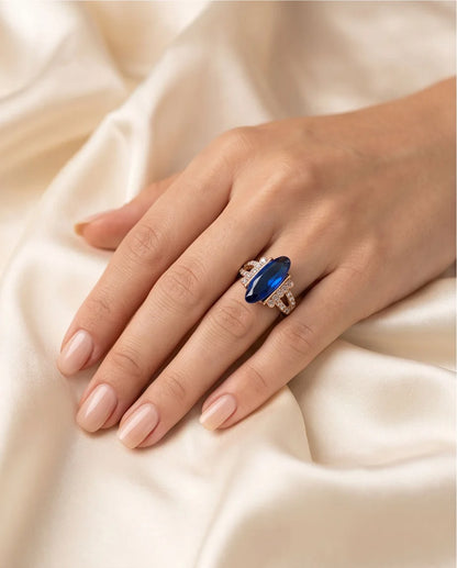 Gold Marquise Sapphire Vintage Ring