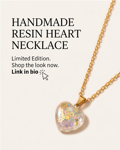 Silver Sunshine Yellow Glitter Heart Resin Pendant Necklace