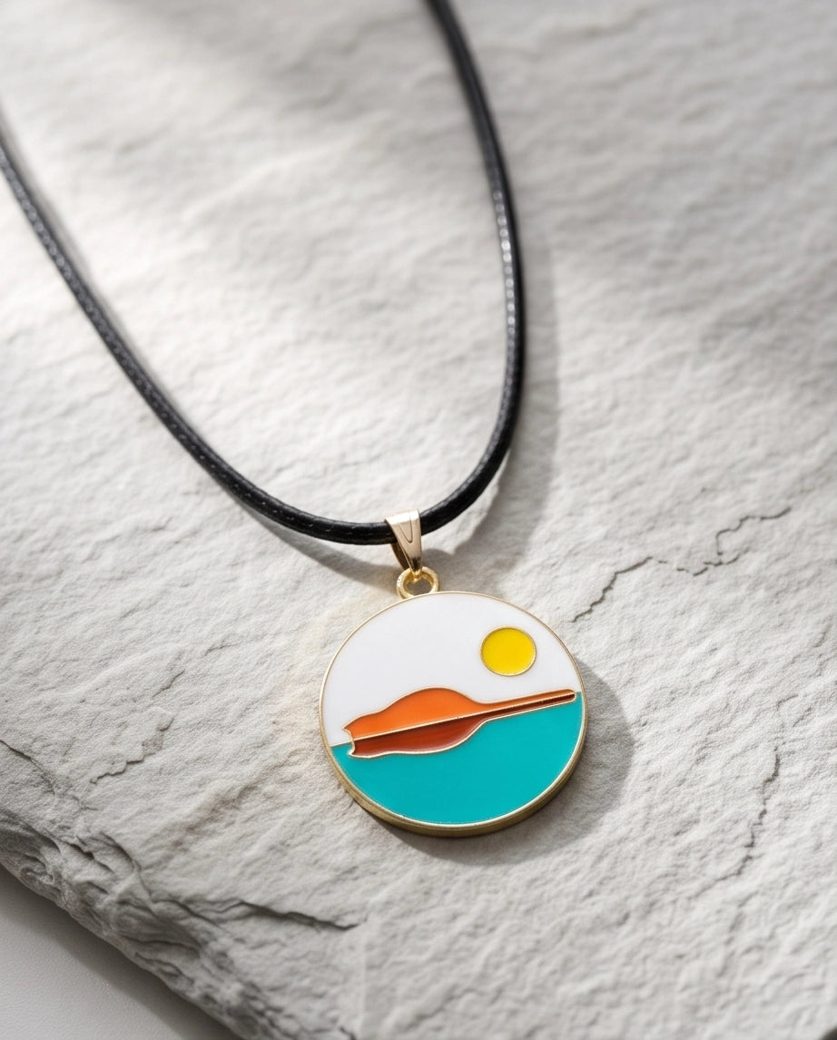 Minimalist Landscape Medallion Cord Necklace