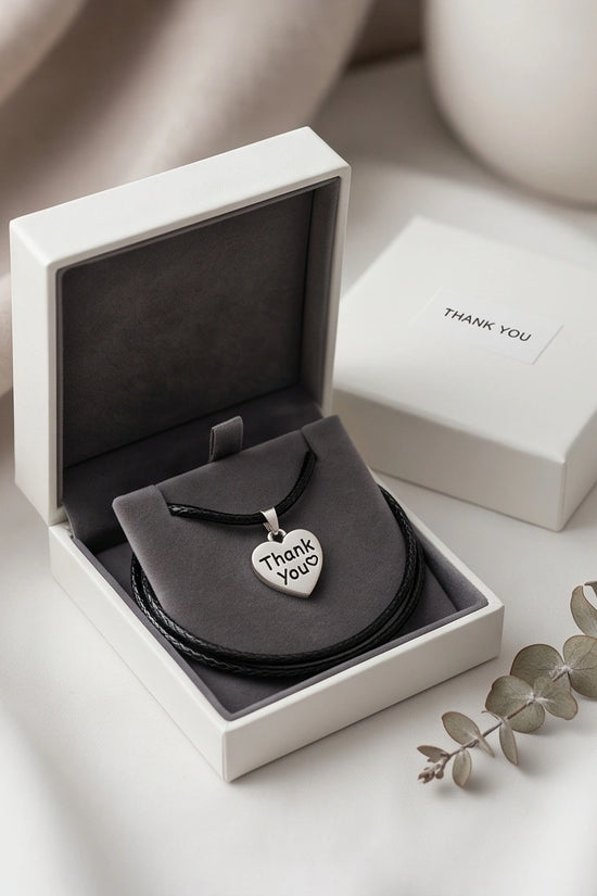 Silver Engraved Thank You Heart Necklace