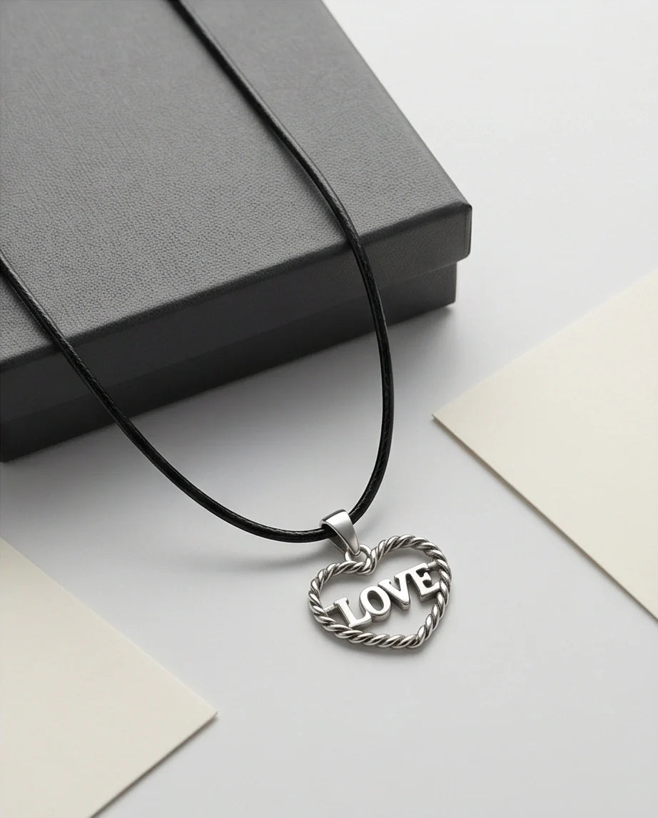 The Sweet Bond: Twisted Heart "LOVE" Pendant Necklace