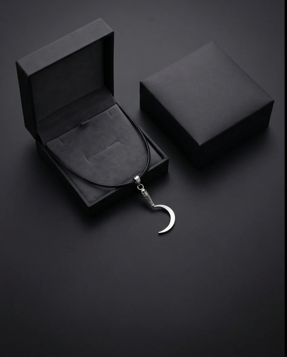 The Reaper's Crescent: Gothic Skull Sickle Pendant Necklace