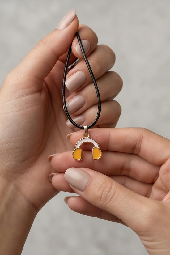 Gold and Yellow Headphones Necklace