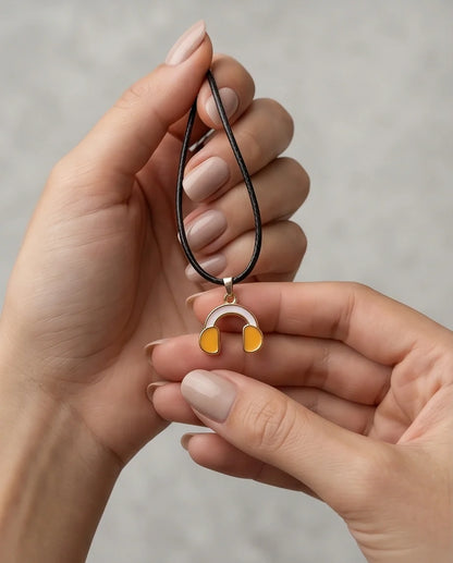 Gold and Yellow Headphones Necklace