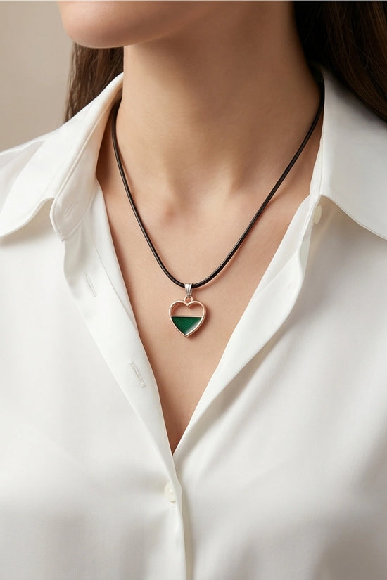 Gold and Green Geometric Heart Necklace