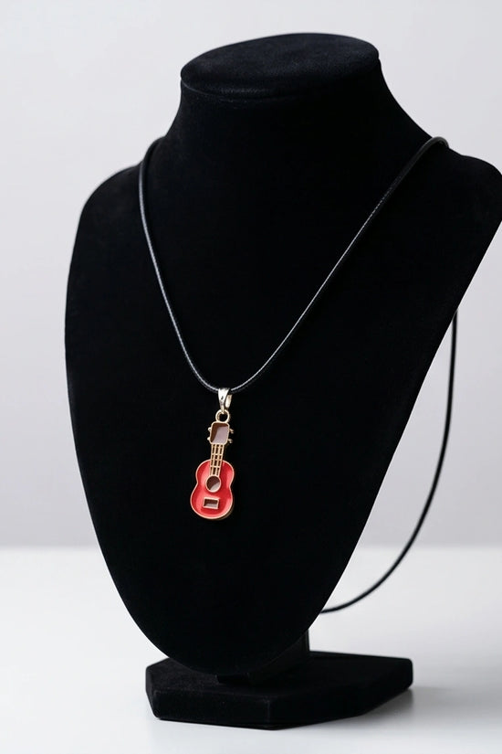 Gold and Red Acoustic Guitar Necklace